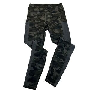 Fabletics Powerhold Camo Leggings Womens Medium‎ Green Mesh Pocket Workout Gym